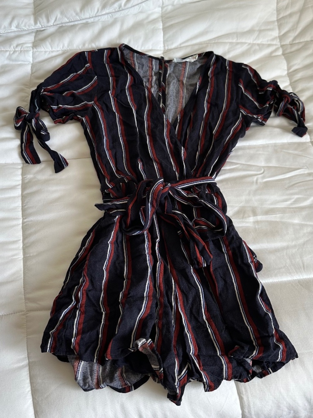 Lush striped romper red blue white